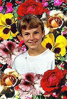 Breanne in the flower patch.