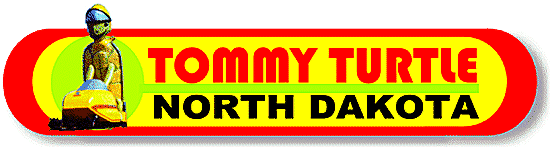 World  famous  Tommy Turtle jet  skiing at scenic Lake Metigoshe near rustic Bottineau, ND